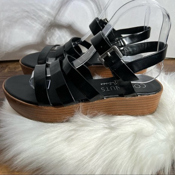 Coconuts by Matisse Faux Leather Platform Sandals 7M Black Strappy - Picture 6 of 8